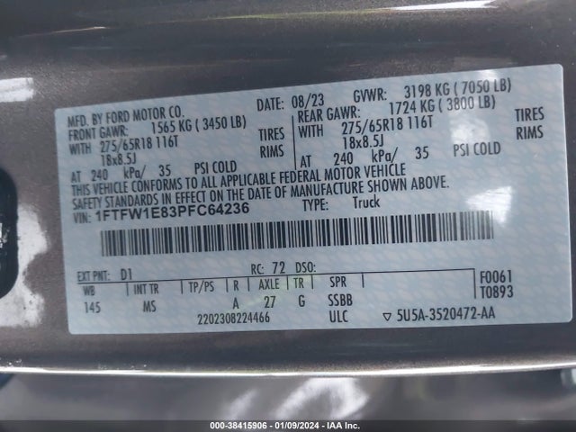 Ford F-150 Xlt 2023 1FTFW1E83PFC64236 Image 9