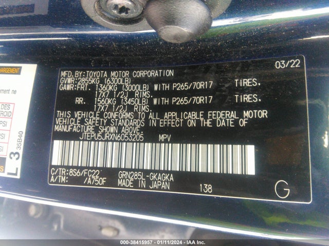 Toyota 4runner Trd Off Road 2022 JTEPU5JRXN6053205 Image 9