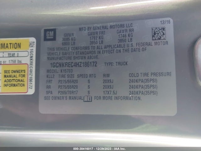 Chevrolet Silverado 1500 2lt 2017 1GCNKREC4HZ186172 Image 9