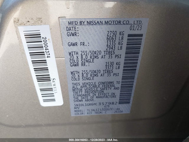 Infiniti Qx60 Sensory 2023 5N1DL1GR6PC357982 Image 9