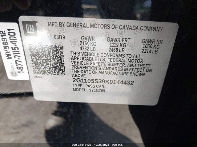 Chevrolet Impala Premier 2019 2G1105S39K9144432 Image 9