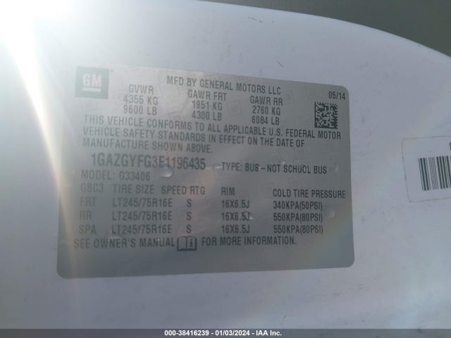 Chevrolet Express 3500 Lt 2014 1GAZGYFG3E1196435 Image 9