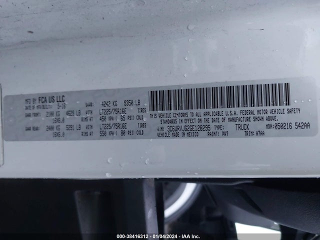 RAM Promaster 3500 High Roof 2016 3C6URVJG2GE128295 Image 9