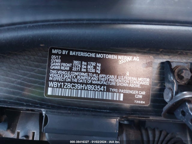 WBY1Z8C39HV893541 BMW I3 94 Ah W/range Extender
