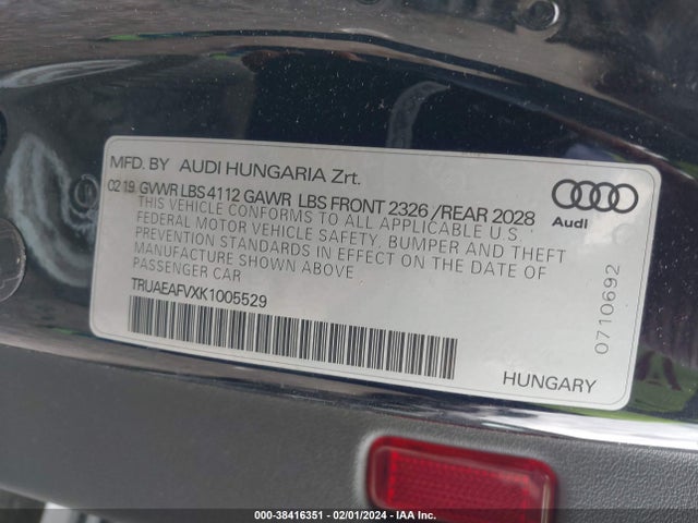 2019 AUDI TT TRUAEAFVXK1005529 Photo 8