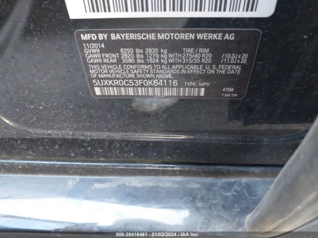 5UXKR0C53F0K64116 BMW X5 Xdrive35i