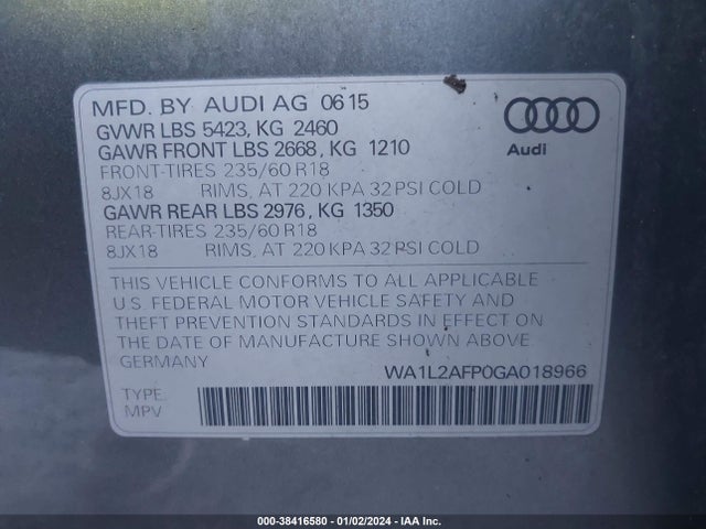 WA1L2AFP0GA018966 Audi Q5 2.0t Premium