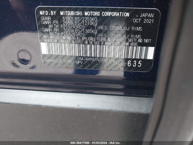 JA4J4VA81NZ046380 Mitsubishi Outlander Sel 2.5 S-awc