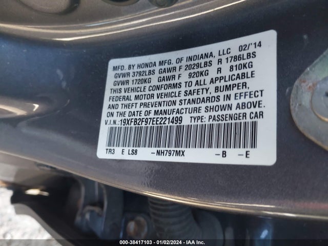 Honda Civic Ex-l 2014 19XFB2F97EE221499 Image 9