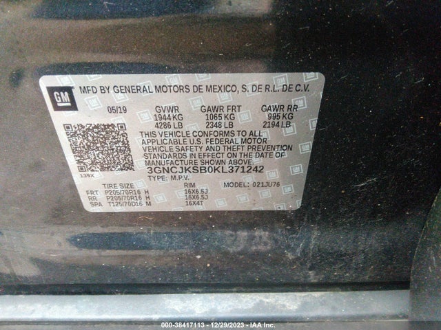 Chevrolet TRAX LS 2019 3GNCJKSB0KL371242 Image 9