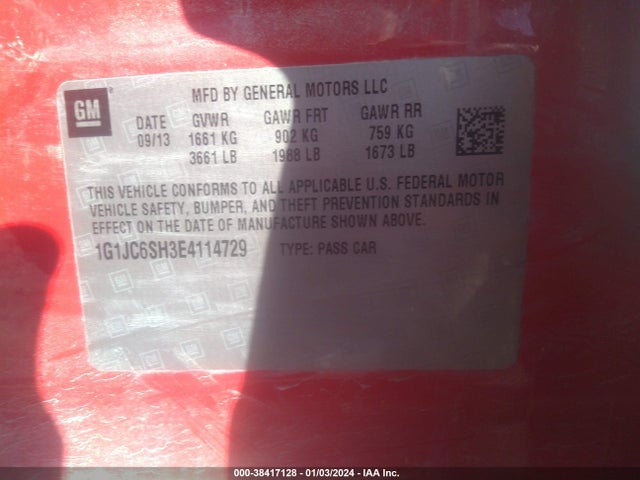 Chevrolet Sonic Lt Auto 2014 1G1JC6SH3E4114729 Image 9