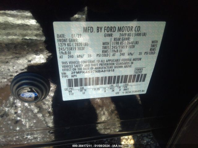 2FMPK4K97NBA01918 Ford Edge Titanium