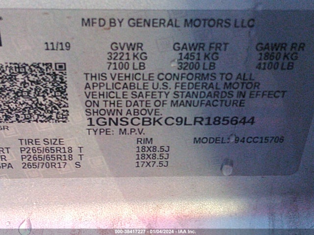 Chevrolet Tahoe 2wd Lt 2020 1GNSCBKC9LR185644 Image 9