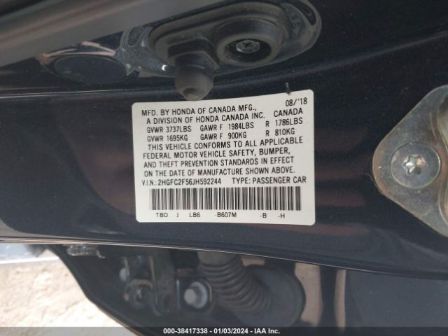 2HGFC2F56JH592244 Honda Civic Lx