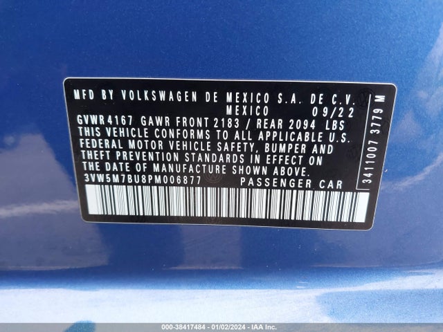 3VW5M7BU8PM006877 Volkswagen Jetta 1.5t S