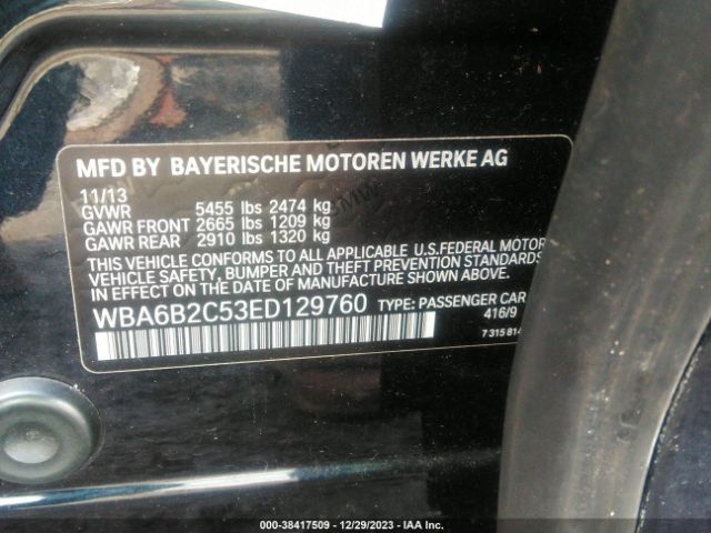 WBA6B2C53ED129760 BMW 650i Gran Coupe