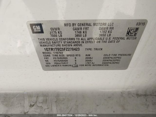 1GTR1TEC5FZ278423 GMC SIERRA 1500