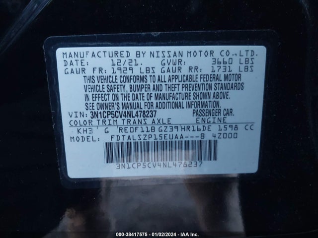 Nissan Kicks Sv Xtronic Cvt 2022 3N1CP5CV4NL478237 Image 9
