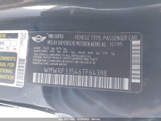 2006 MINI COOPER WMWRF33546TF64398 Photo 8