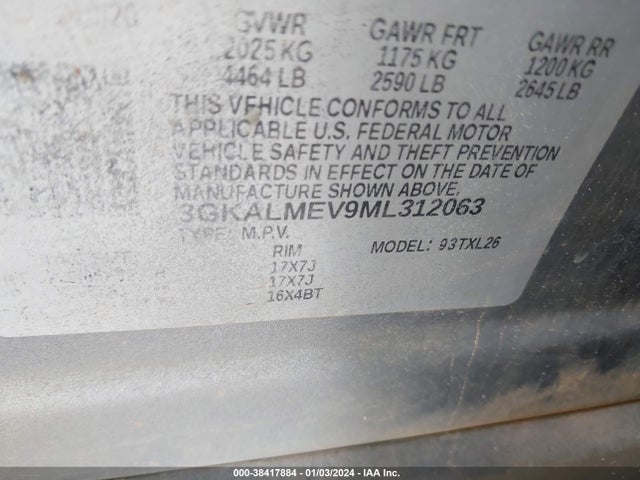 3GKALMEV9ML312063 GMC Terrain Fwd Sle