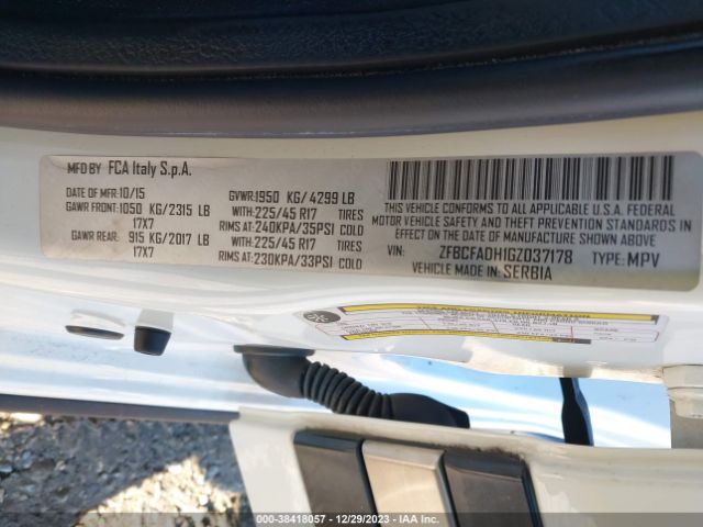 ZFBCFADH1GZ037178 Fiat 500l Urbana Trekking