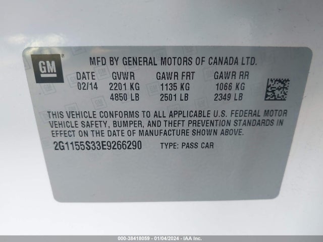 Chevrolet IMPALA 2LZ 2014 2G1155S33E9266290 Image 9