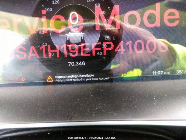 2014 TESLA MODEL S P85 VIN: 5YJSA1H19EFP41006