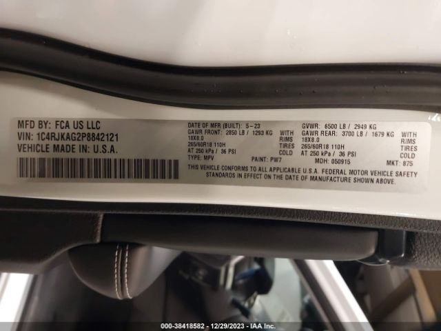1C4RJKAG2P8842121 Jeep Grand Cherokee L Laredo 4x4