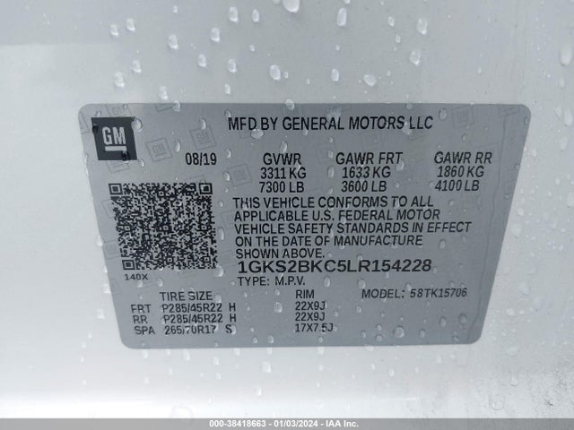 GMC Yukon 4wd Slt 2020 1GKS2BKC5LR154228 Image 9