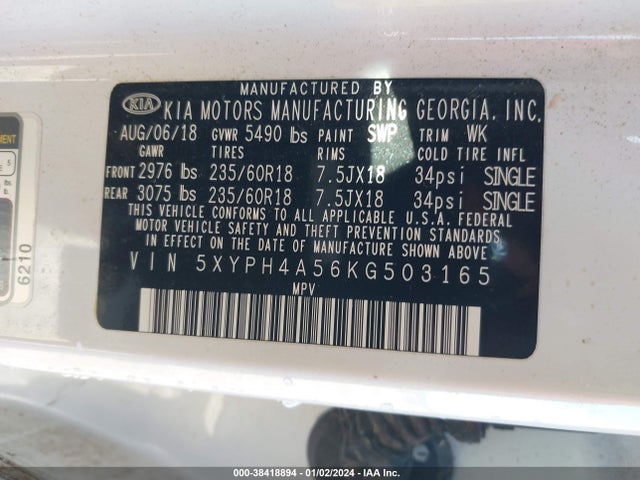 KIA Sorento 3.3l Ex 2019 5XYPH4A56KG503165 Image 9