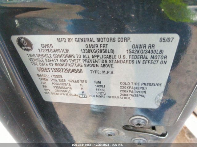2007 SAAB 9-7X 5S3ET13S872804586 Photo 8