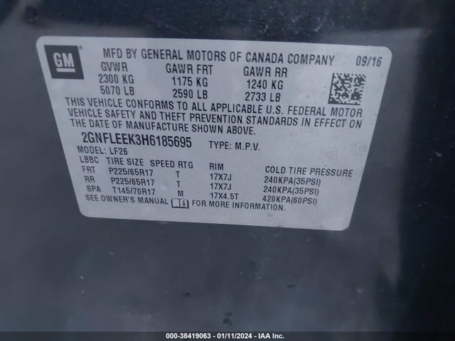 Chevrolet EQUINOX LS 2017 2GNFLEEK3H6185695 Image 9