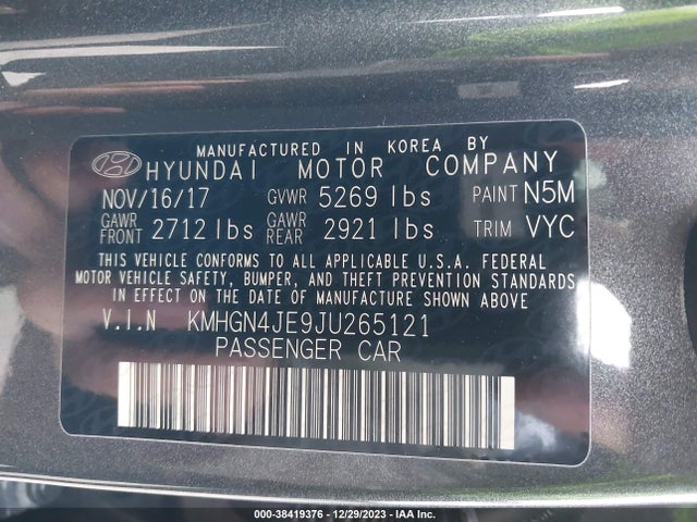 Genesis G80 3.8 2018 KMHGN4JE9JU265121 Image 9