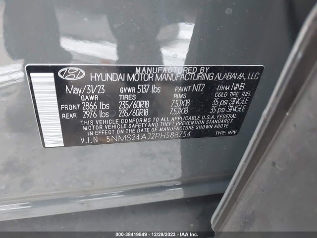 Hyundai Santa Fe Sel 2023 5NMS24AJ2PH588754 Image 9