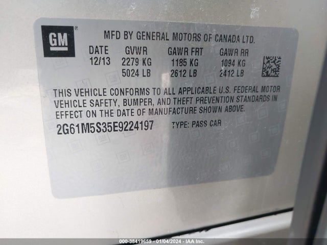 Продажа на аукционе авто 2014 Cadillac Xts Luxury, vin: 2G61M5S35E9224197, номер лота: 38419659