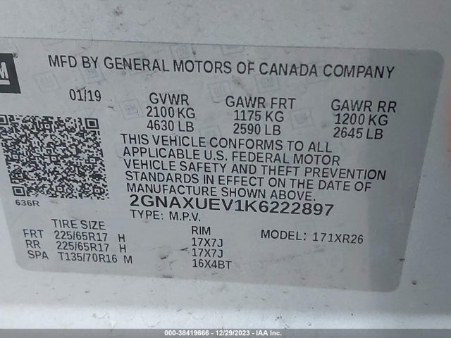 Chevrolet EQUINOX LT 2019 2GNAXUEV1K6222897 Image 9