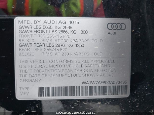 WA1W7AFP0GA073495 Audi Q5 3.0t Premium Plus