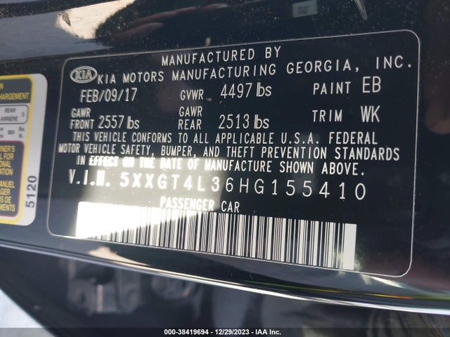 KIA Optima Lx 2017 5XXGT4L36HG155410 Image 9