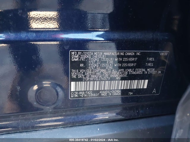 Toyota Rav4 Xle 2020 2T3P1RFV5LC140579 Image 9