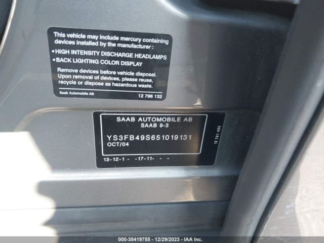 2005 SAAB 9-3 YS3FB49S651019131 Photo 8