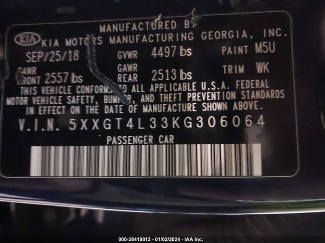 KIA Optima Lx 2019 5XXGT4L33KG306064 Image 9