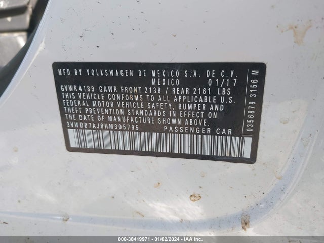 3VWDB7AJ8HM305795 Volkswagen Jetta 1.4t Se