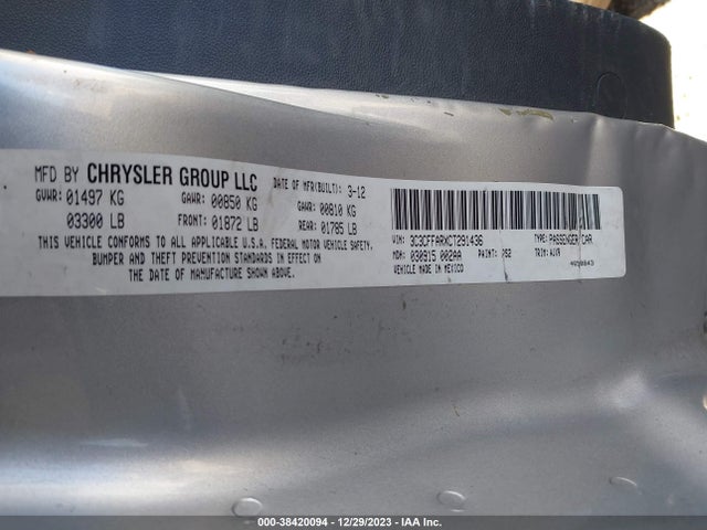 2012 FIAT 500 3C3CFFARXCT291436 Photo 8