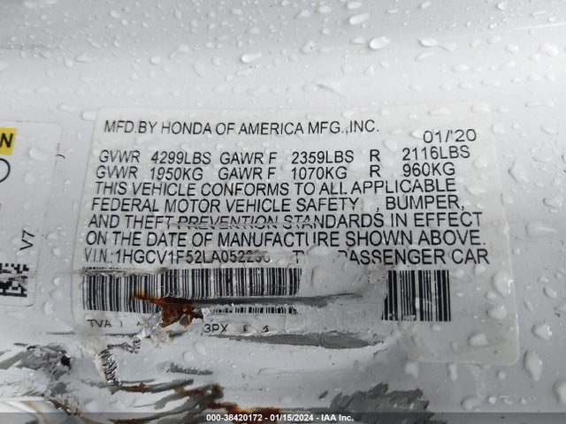 Honda Accord Ex-l 2020 1HGCV1F52LA052236 Image 9
