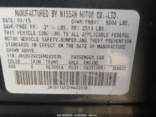 JN1BV7AR2FM402039 Infiniti Q50 Premium