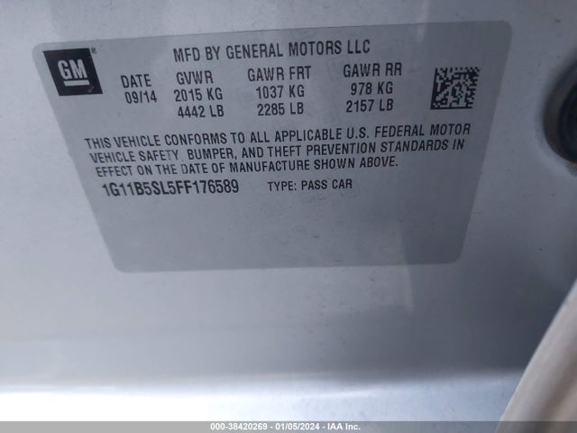 Chevrolet MALIBU LS 2015 1G11B5SL5FF176589 Image 9