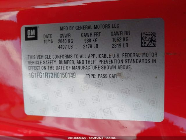 2017 CHEVROLET CAMARO 1G1FG1R73H0150149 Photo 8