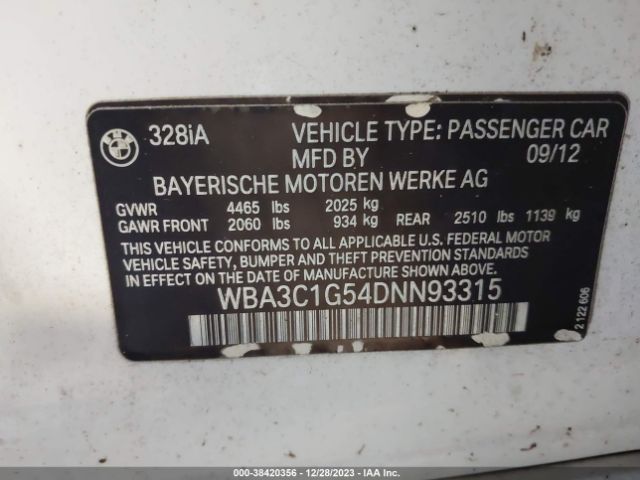 2013 BMW 328I WBA3C1G54DNN93315 Photo 8