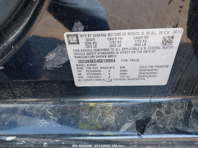Chevrolet Silverado 1500 1lz 2014 3GCUKSEC4EG138864 Image 9