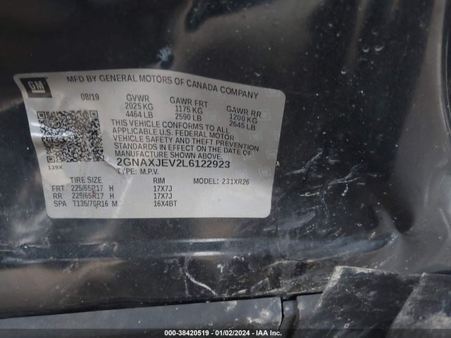 Chevrolet Equinox Fwd 2fl 2020 2GNAXJEV2L6122923 Image 9